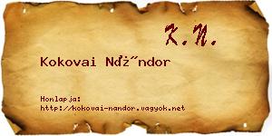 Kokovai Nándor névjegykártya
