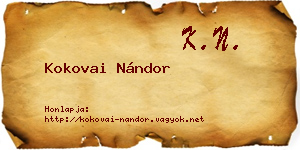 Kokovai Nándor névjegykártya