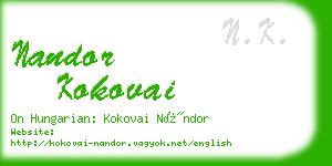 nandor kokovai business card